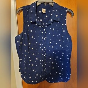 Faded glory star sleeveless button down